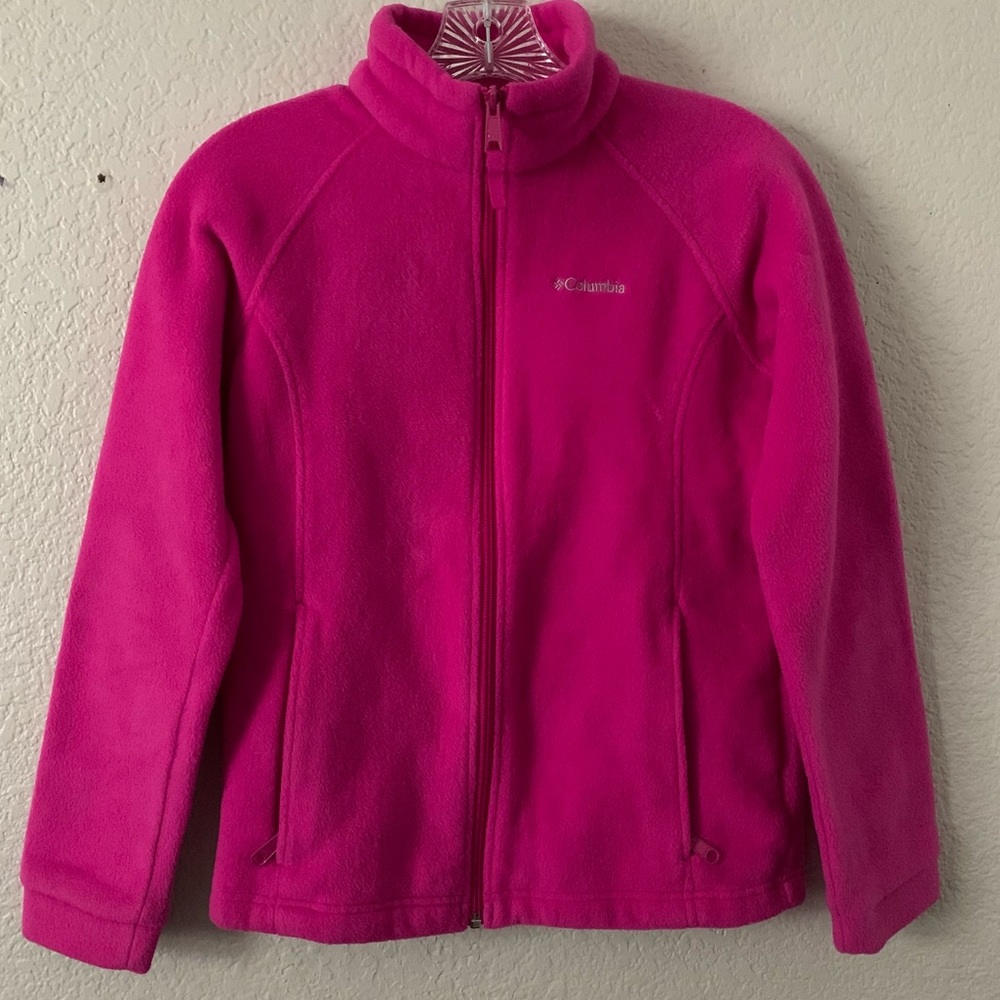 Columbia L Pink Long Sleeve Athletic Jacket